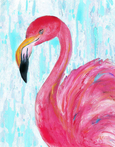 Flamingo II Black Ornate Wood Framed Art Print with Double Matting by Cole, Jan