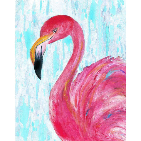 Flamingo II Black Modern Wood Framed Art Print with Double Matting by Cole, Jan
