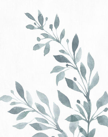 Blue Botanical Wash I White Modern Wood Framed Art Print with Double Matting by Knutsen, Conrad