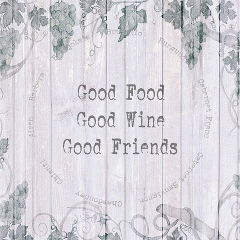 Good Food-Good Wine-Good Friends Black Modern Wood Framed Art Print by Jill, Susan