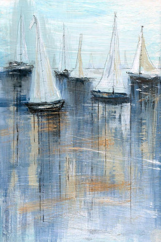 Sail Away White Modern Wood Framed Art Print with Double Matting by Jill, Susan
