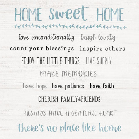 Home Sweet Home Rules Black Modern Wood Framed Art Print by Carpentieri, Natalie