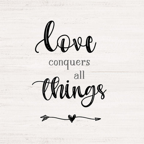 Love Conquers White Modern Wood Framed Art Print with Double Matting by Carpentieri, Natalie