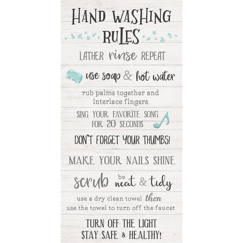 Hand Washing Rules Black Modern Wood Framed Art Print by Carpentieri, Natalie