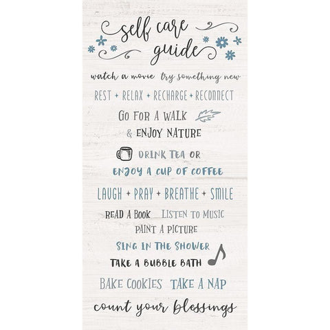 Self Care Guide Black Modern Wood Framed Art Print with Double Matting by Carpentieri, Natalie