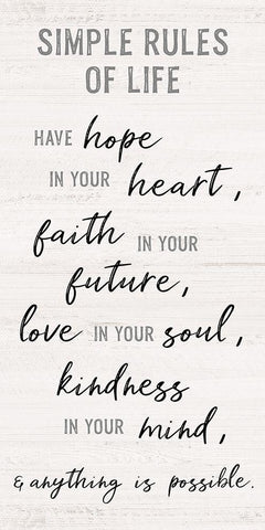 Simple Rules of Life Black Ornate Wood Framed Art Print with Double Matting by Carpentieri, Natalie