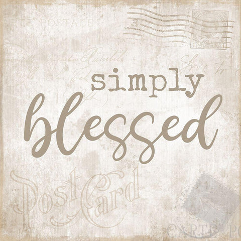 Designs - Postcard Blessed Black Modern Wood Framed Art Print by CAD Designs
