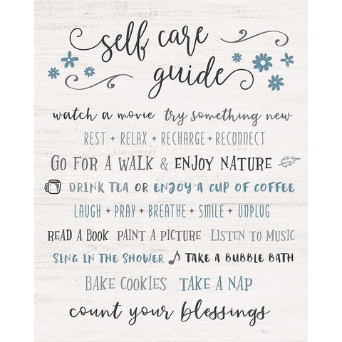 Guide to Self Care White Modern Wood Framed Art Print by Carpentieri, Natalie