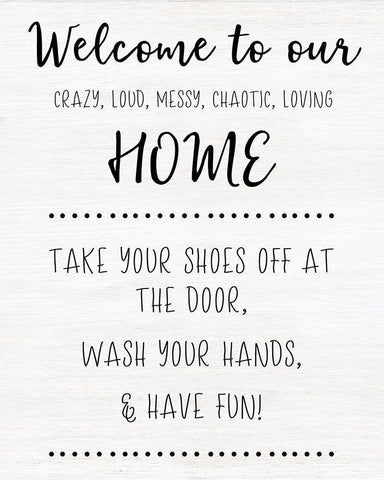 Welcome to Our Home White Modern Wood Framed Art Print with Double Matting by CAD Designs