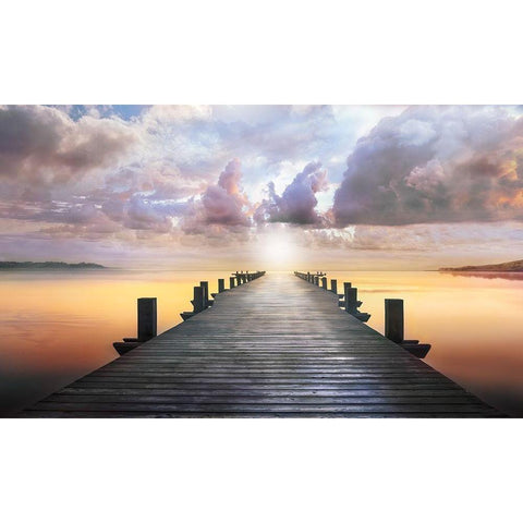 Blue Way White Modern Wood Framed Art Print by Calascibetta, Mike