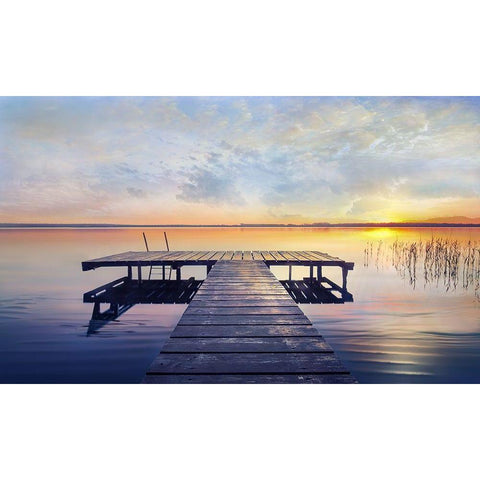 Evening Calm Black Modern Wood Framed Art Print with Double Matting by Calascibetta, Mike