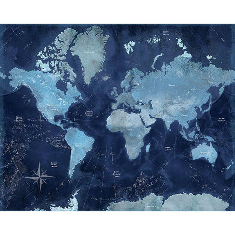 World Map White Modern Wood Framed Art Print by CAD Designs