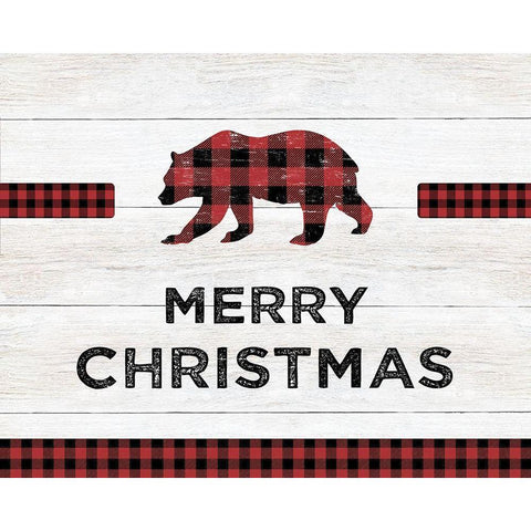 Merry Christmas Bear Gold Ornate Wood Framed Art Print with Double Matting by CAD Designs