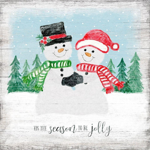 Snow Hug Black Modern Wood Framed Art Print by Carpentieri, Natalie