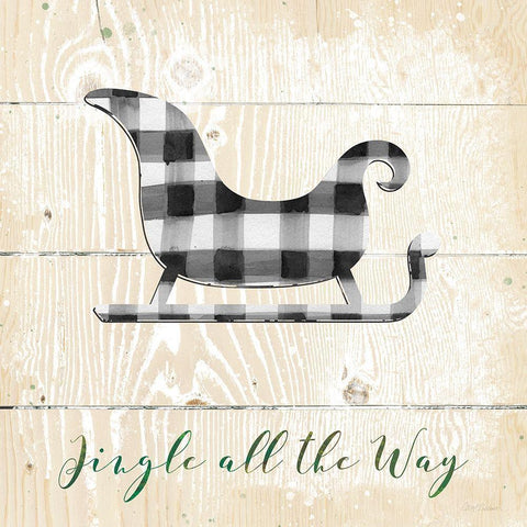 Buffalo Check Sleigh White Modern Wood Framed Art Print with Double Matting by Robinson, Carol