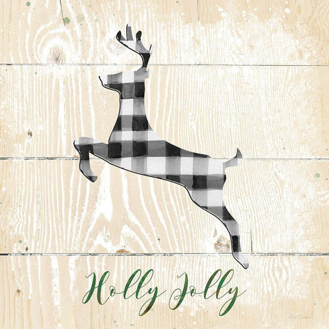 Buffalo Check Deer White Modern Wood Framed Art Print by Robinson, Carol