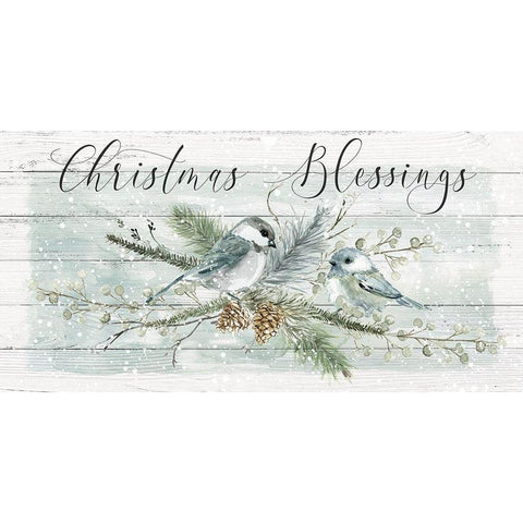 Christmas Blessings Black Modern Wood Framed Art Print with Double Matting by Robinson, Carol