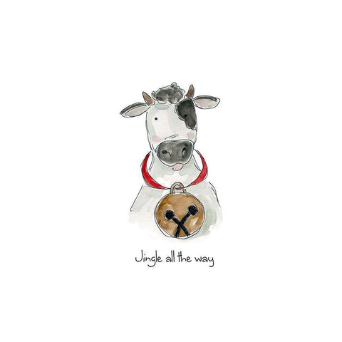 Farm Christmas Cow Black Modern Wood Framed Art Print by Robinson, Carol