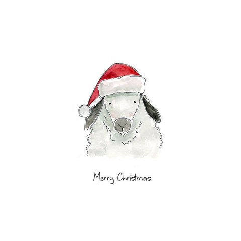 Farm Christmas Sheep White Modern Wood Framed Art Print by Robinson, Carol