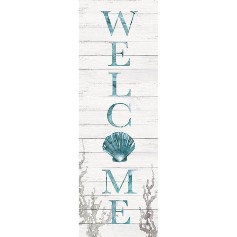 Welcome Shell White Modern Wood Framed Art Print by Robinson, Carol