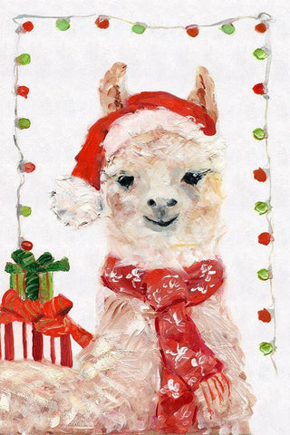 Holiday Llama I Black Ornate Wood Framed Art Print with Double Matting by Swatland, Sally