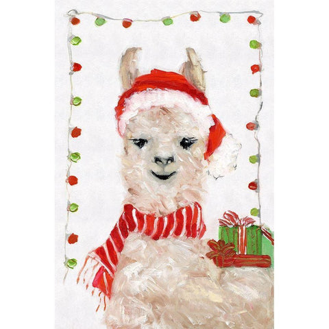 Holiday Llama II Gold Ornate Wood Framed Art Print with Double Matting by Swatland, Sally