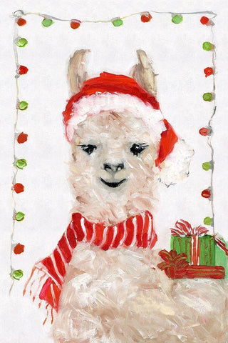 Holiday Llama II White Modern Wood Framed Art Print with Double Matting by Swatland, Sally