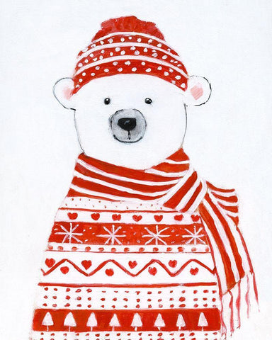 Holiday Polar Bear II Black Ornate Wood Framed Art Print with Double Matting by Swatland, Sally