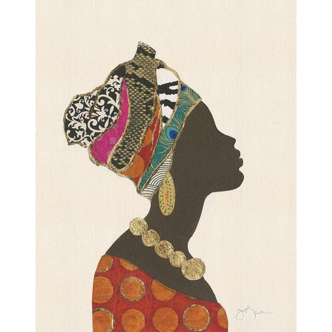 African Silhouette Woman I Gold Ornate Wood Framed Art Print with Double Matting by Tava Studios