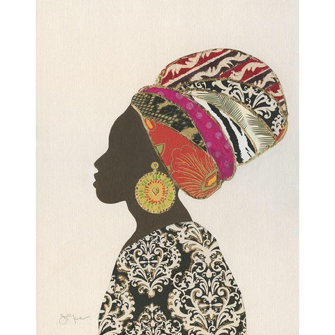 African Silhouette Woman II White Modern Wood Framed Art Print by Tava Studios