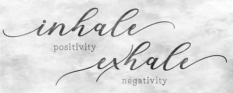 Inhale Positivity White Modern Wood Framed Art Print with Double Matting by CAD Designs