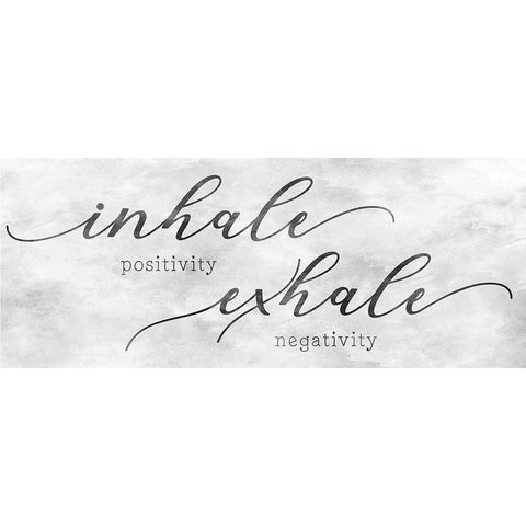 Inhale Positivity Black Modern Wood Framed Art Print with Double Matting by CAD Designs