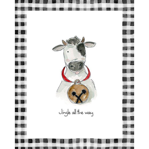 Jingle Cow Black Modern Wood Framed Art Print by Robinson, Carol