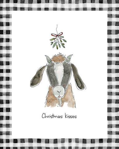 Christmas Kisses Black Ornate Wood Framed Art Print with Double Matting by Robinson, Carol