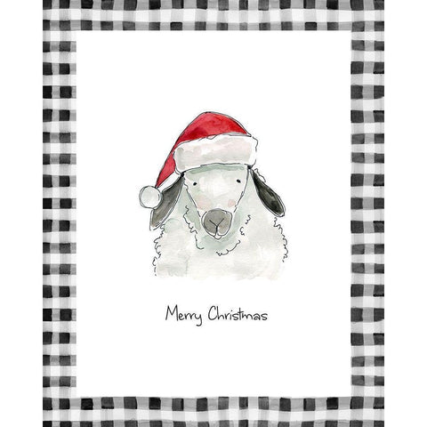 Merry Christmas Sheep White Modern Wood Framed Art Print by Robinson, Carol