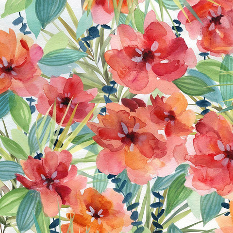 Tropical Maze I White Modern Wood Framed Art Print with Double Matting by Robinson, Carol