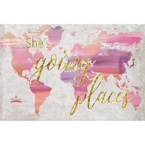 Shes Going Places Gold Ornate Wood Framed Art Print with Double Matting by Nan