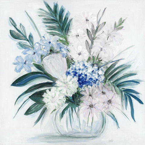 Blue Tropicana I White Modern Wood Framed Art Print by Dunlap, Marilyn