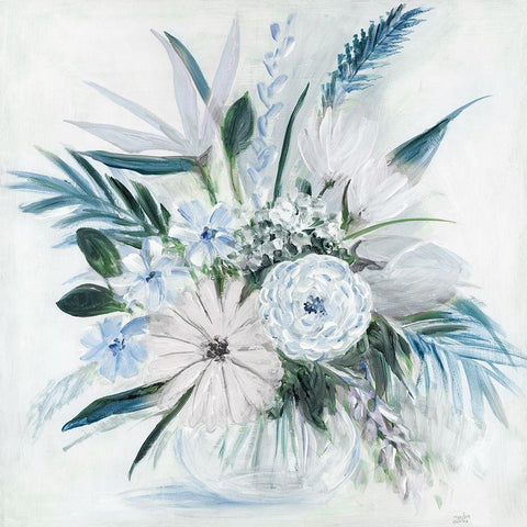 Blue Tropicana II Black Ornate Wood Framed Art Print with Double Matting by Dunlap, Marilyn