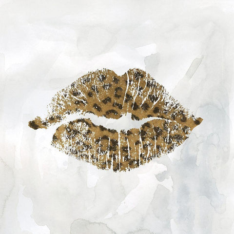 Leopard Kisses I White Modern Wood Framed Art Print by Robinson, Carol