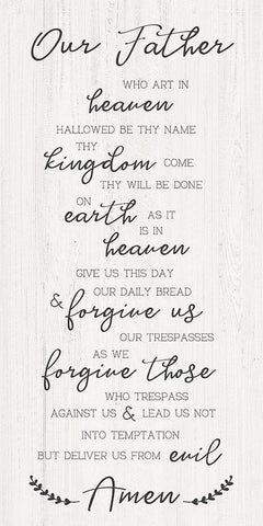 Our Father White Modern Wood Framed Art Print with Double Matting by CAD Designs