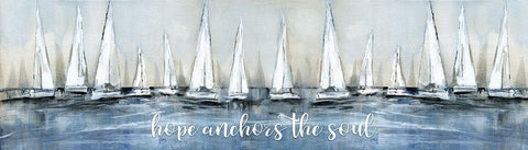 Hope Anchors White Modern Wood Framed Art Print with Double Matting by Jill, Susan