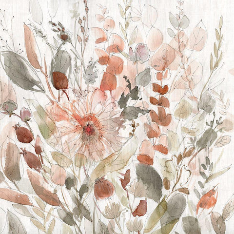 Wild Blush Garden Gold Ornate Wood Framed Art Print with Double Matting by Robinson, Carol