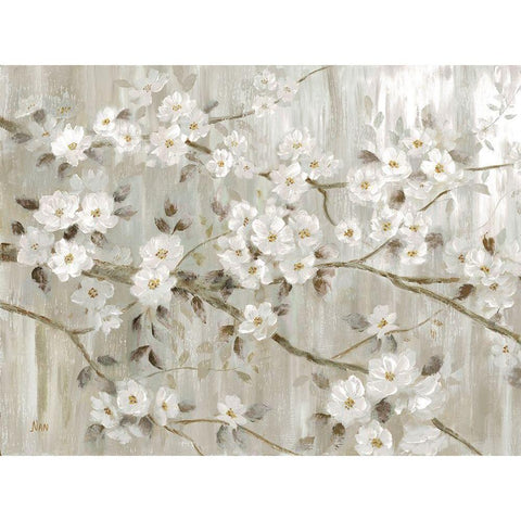 Neutral Spring White Modern Wood Framed Art Print by Nan