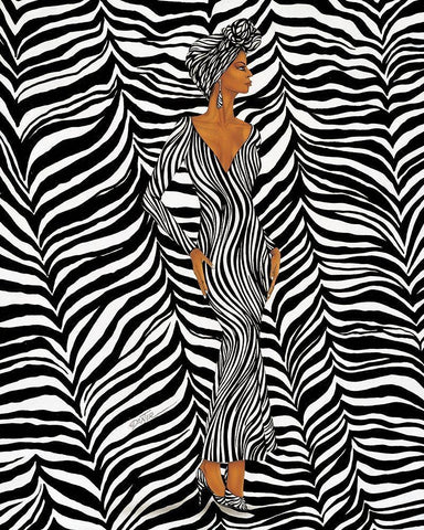 Zebra Inspired Fashion Black Ornate Wood Framed Art Print with Double Matting by Griffin, Dexter