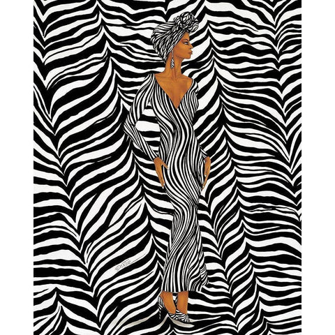 Zebra Inspired Fashion Black Modern Wood Framed Art Print with Double Matting by Griffin, Dexter