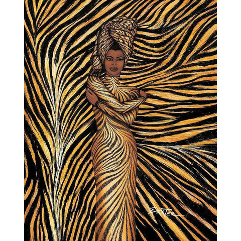 Tiger Inspired Fashion Gold Ornate Wood Framed Art Print with Double Matting by Griffin, Dexter