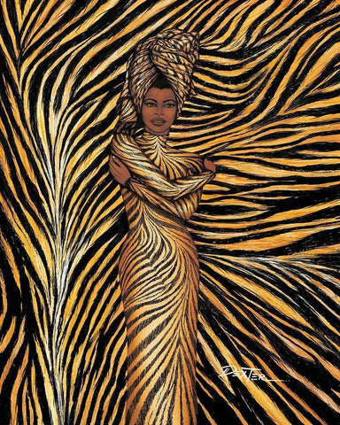 Tiger Inspired Fashion Black Ornate Wood Framed Art Print with Double Matting by Griffin, Dexter