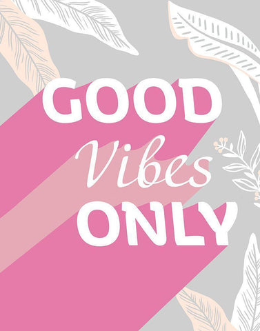 Good Vibes Only White Modern Wood Framed Art Print with Double Matting by Santiago, Daniela
