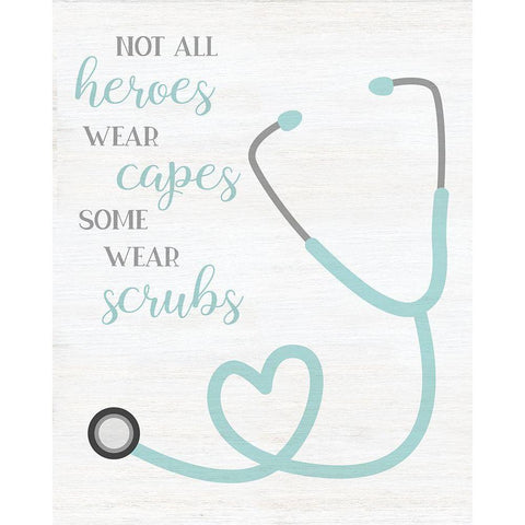 Heroes Wear Scrubs Black Modern Wood Framed Art Print with Double Matting by CAD Designs